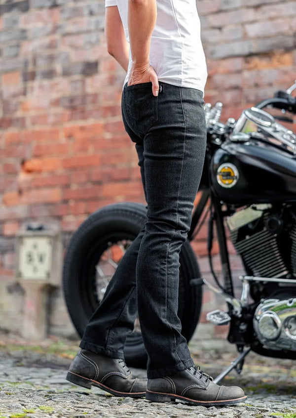 Dames Taranis Elite zwarte enkellaagse motorjeans met AAA-rating Roadskin Europe